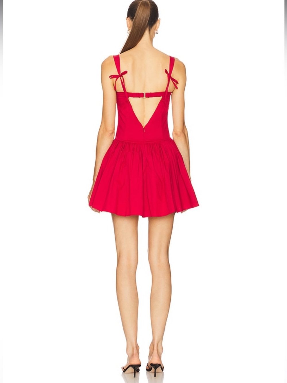 For Love & Lemons Helena Poplin Bustier Mini Dress in Red Sz Large - Picture 6 of 14
